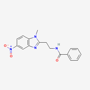 molecular formula C17H16N4O3 B4187432 N-[2-(1-methyl-5-nitro-1H-benzimidazol-2-yl)ethyl]benzamide 