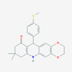 molecular formula C24H25NO3S B4187442 8,8-dimethyl-11-[4-(methylthio)phenyl]-2,3,7,8,9,11-hexahydro[1,4]dioxino[2,3-b]acridin-10(6H)-one 