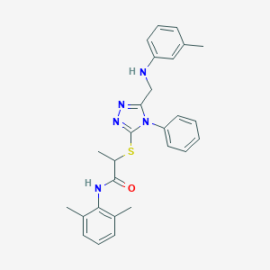 molecular formula C27H29N5OS B418746 N-(2,6-dimethylphenyl)-2-{[4-phenyl-5-(3-toluidinomethyl)-4H-1,2,4-triazol-3-yl]sulfanyl}propanamide 