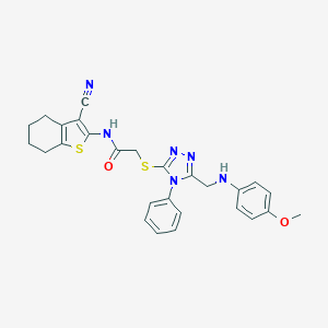 N-(3-cyano-4,5,6,7-tetrahydro-1-benzothien-2-yl)-2-({5-[(4-methoxyanilino)methyl]-4-phenyl-4H-1,2,4-triazol-3-yl}sulfanyl)acetamide