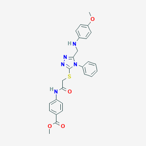molecular formula C26H25N5O4S B418750 methyl 4-{[({5-[(4-methoxyanilino)methyl]-4-phenyl-4H-1,2,4-triazol-3-yl}sulfanyl)acetyl]amino}benzoate 