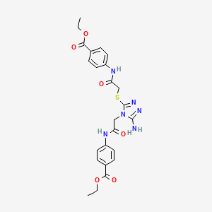 molecular formula C24H26N6O6S B4187505 ethyl 4-[({3-amino-5-[(2-{[4-(ethoxycarbonyl)phenyl]amino}-2-oxoethyl)thio]-4H-1,2,4-triazol-4-yl}acetyl)amino]benzoate 