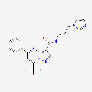 molecular formula C20H17F3N6O B4187512 N-[3-(1H-imidazol-1-yl)propyl]-5-phenyl-7-(trifluoromethyl)pyrazolo[1,5-a]pyrimidine-3-carboxamide 