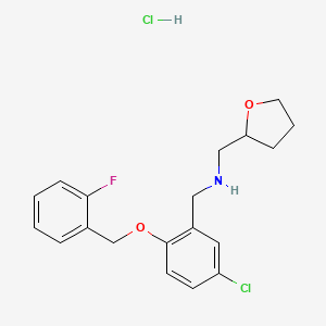 molecular formula C19H22Cl2FNO2 B4187523 {5-chloro-2-[(2-fluorobenzyl)oxy]benzyl}(tetrahydro-2-furanylmethyl)amine hydrochloride CAS No. 1049720-55-9