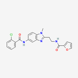 molecular formula C22H19ClN4O3 B4187524 N-(2-{5-[(2-chlorobenzoyl)amino]-1-methyl-1H-benzimidazol-2-yl}ethyl)-2-furamide 
