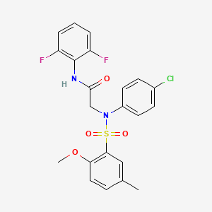 molecular formula C22H19ClF2N2O4S B4187531 N~2~-(4-chlorophenyl)-N~1~-(2,6-difluorophenyl)-N~2~-[(2-methoxy-5-methylphenyl)sulfonyl]glycinamide 
