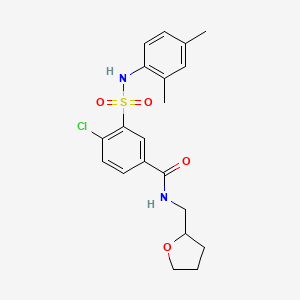 molecular formula C20H23ClN2O4S B4187547 4-chloro-3-{[(2,4-dimethylphenyl)amino]sulfonyl}-N-(tetrahydro-2-furanylmethyl)benzamide 
