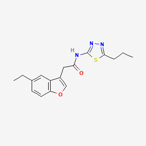 molecular formula C17H19N3O2S B4187590 2-(5-ethyl-1-benzofuran-3-yl)-N-(5-propyl-1,3,4-thiadiazol-2-yl)acetamide 