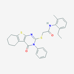 N-(2-ethyl-6-methylphenyl)-2-[(4-oxo-3-phenyl-3,4,5,6,7,8-hexahydro[1]benzothieno[2,3-d]pyrimidin-2-yl)sulfanyl]acetamide