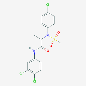 molecular formula C16H15Cl3N2O3S B4187652 N~2~-(4-chlorophenyl)-N~1~-(3,4-dichlorophenyl)-N~2~-(methylsulfonyl)alaninamide 