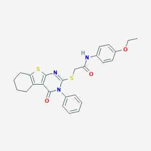 N-(4-ethoxyphenyl)-2-[(4-oxo-3-phenyl-3,4,5,6,7,8-hexahydro[1]benzothieno[2,3-d]pyrimidin-2-yl)sulfanyl]acetamide