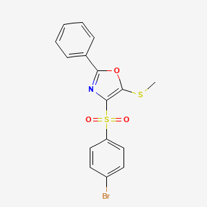 molecular formula C16H12BrNO3S2 B4187672 4-[(4-bromophenyl)sulfonyl]-5-(methylthio)-2-phenyl-1,3-oxazole 