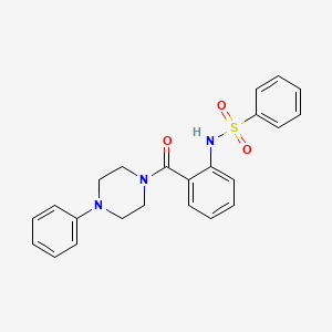 molecular formula C23H23N3O3S B4187689 N-{2-[(4-phenyl-1-piperazinyl)carbonyl]phenyl}benzenesulfonamide 