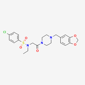 molecular formula C22H26ClN3O5S B4187693 N-{2-[4-(1,3-benzodioxol-5-ylmethyl)-1-piperazinyl]-2-oxoethyl}-4-chloro-N-ethylbenzenesulfonamide 
