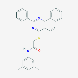 molecular formula C28H23N3OS B418771 N-(3,5-dimethylphenyl)-2-[(2-phenylbenzo[h]quinazolin-4-yl)sulfanyl]acetamide 