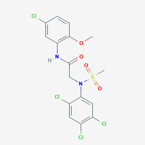 molecular formula C16H14Cl4N2O4S B4187720 N~1~-(5-chloro-2-methoxyphenyl)-N~2~-(methylsulfonyl)-N~2~-(2,4,5-trichlorophenyl)glycinamide 