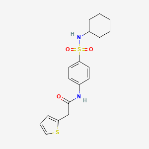 molecular formula C18H22N2O3S2 B4187745 N-{4-[(cyclohexylamino)sulfonyl]phenyl}-2-(2-thienyl)acetamide 