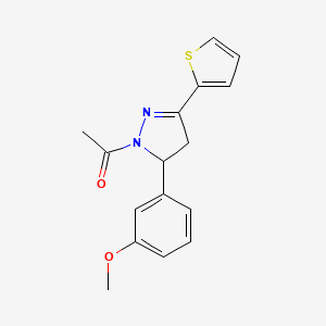 molecular formula C16H16N2O2S B4187753 1-acetyl-5-(3-methoxyphenyl)-3-(2-thienyl)-4,5-dihydro-1H-pyrazole 