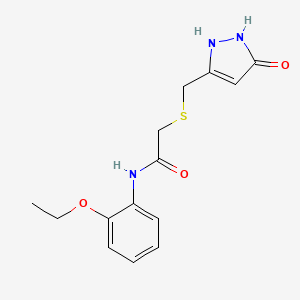 molecular formula C14H17N3O3S B4187774 N-(2-ethoxyphenyl)-2-{[(5-hydroxy-1H-pyrazol-3-yl)methyl]thio}acetamide 