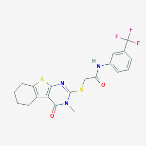 2-[(3-methyl-4-oxo-3,4,5,6,7,8-hexahydro[1]benzothieno[2,3-d]pyrimidin-2-yl)sulfanyl]-N-[3-(trifluoromethyl)phenyl]acetamide