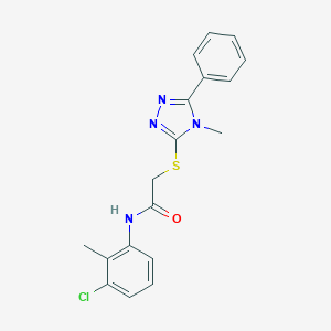 molecular formula C18H17ClN4OS B418779 N-(3-chloro-2-methylphenyl)-2-[(4-methyl-5-phenyl-4H-1,2,4-triazol-3-yl)sulfanyl]acetamide CAS No. 332932-19-1