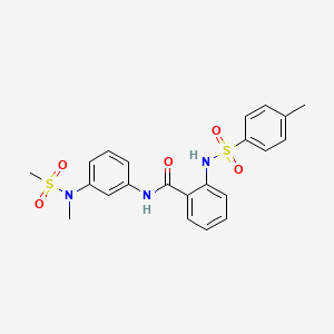 molecular formula C22H23N3O5S2 B4187802 N-{3-[methyl(methylsulfonyl)amino]phenyl}-2-{[(4-methylphenyl)sulfonyl]amino}benzamide 