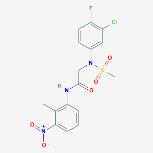 molecular formula C16H15ClFN3O5S B4187815 N~2~-(3-chloro-4-fluorophenyl)-N~1~-(2-methyl-3-nitrophenyl)-N~2~-(methylsulfonyl)glycinamide 