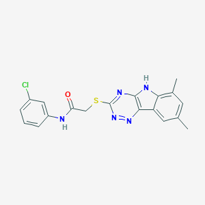 molecular formula C19H16ClN5OS B418782 N-(3-chlorophenyl)-2-[(6,8-dimethyl-5H-[1,2,4]triazino[5,6-b]indol-3-yl)sulfanyl]acetamide 