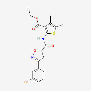 molecular formula C19H19BrN2O4S B4187829 ethyl 2-({[3-(3-bromophenyl)-4,5-dihydro-5-isoxazolyl]carbonyl}amino)-4,5-dimethyl-3-thiophenecarboxylate 