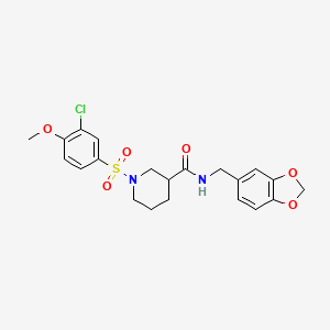 molecular formula C21H23ClN2O6S B4187839 N-(1,3-benzodioxol-5-ylmethyl)-1-[(3-chloro-4-methoxyphenyl)sulfonyl]-3-piperidinecarboxamide 