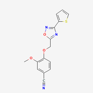 molecular formula C15H11N3O3S B4187846 3-methoxy-4-{[3-(2-thienyl)-1,2,4-oxadiazol-5-yl]methoxy}benzonitrile 