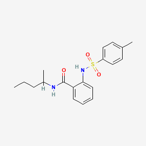 molecular formula C19H24N2O3S B4187851 N-(1-methylbutyl)-2-{[(4-methylphenyl)sulfonyl]amino}benzamide 