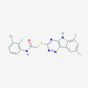 molecular formula C20H18ClN5OS B418786 N-(3-chloro-2-methylphenyl)-2-[(6,8-dimethyl-5H-[1,2,4]triazino[5,6-b]indol-3-yl)sulfanyl]acetamide 