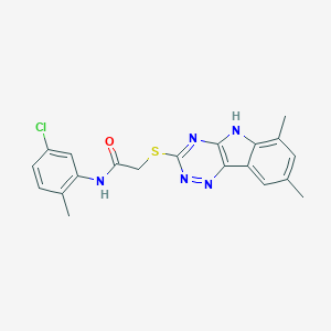 molecular formula C20H18ClN5OS B418787 N-(5-chloro-2-methylphenyl)-2-[(6,8-dimethyl-5H-[1,2,4]triazino[5,6-b]indol-3-yl)sulfanyl]acetamide 