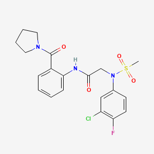 molecular formula C20H21ClFN3O4S B4187874 N~2~-(3-chloro-4-fluorophenyl)-N~2~-(methylsulfonyl)-N~1~-[2-(1-pyrrolidinylcarbonyl)phenyl]glycinamide 