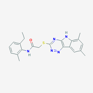 molecular formula C22H23N5OS B418788 2-[(6,8-dimethyl-5H-[1,2,4]triazino[5,6-b]indol-3-yl)sulfanyl]-N-(2-ethyl-6-methylphenyl)acetamide 