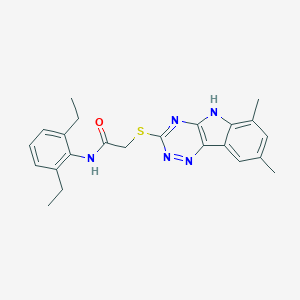 molecular formula C23H25N5OS B418789 N-(2,6-diethylphenyl)-2-[(6,8-dimethyl-5H-[1,2,4]triazino[5,6-b]indol-3-yl)sulfanyl]acetamide 