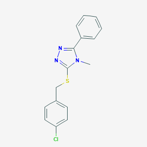 molecular formula C16H14ClN3S B418790 3-[(4-chlorobenzyl)sulfanyl]-4-methyl-5-phenyl-4H-1,2,4-triazole 