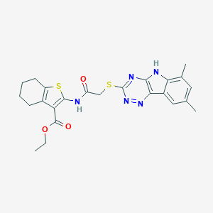 ethyl 2-({[(6,8-dimethyl-5H-[1,2,4]triazino[5,6-b]indol-3-yl)sulfanyl]acetyl}amino)-4,5,6,7-tetrahydro-1-benzothiophene-3-carboxylate