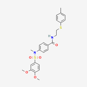 molecular formula C25H28N2O5S2 B4187932 4-[[(3,4-dimethoxyphenyl)sulfonyl](methyl)amino]-N-{2-[(4-methylphenyl)thio]ethyl}benzamide 