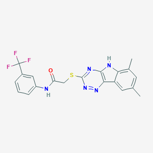 2-[(6,8-dimethyl-5H-[1,2,4]triazino[5,6-b]indol-3-yl)sulfanyl]-N-[3-(trifluoromethyl)phenyl]acetamide