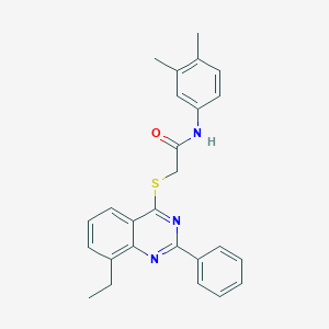 molecular formula C26H25N3OS B418795 N-(3,4-dimethylphenyl)-2-[(8-ethyl-2-phenyl-4-quinazolinyl)sulfanyl]acetamide 
