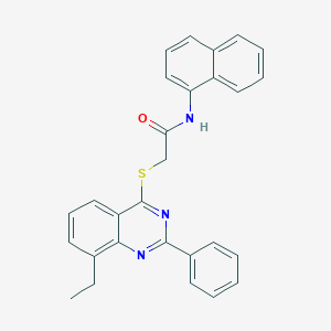 molecular formula C28H23N3OS B418801 2-[(8-ethyl-2-phenyl-4-quinazolinyl)sulfanyl]-N-(1-naphthyl)acetamide 