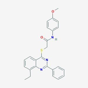 molecular formula C25H23N3O2S B418802 2-[(8-ethyl-2-phenyl-4-quinazolinyl)sulfanyl]-N-(4-methoxyphenyl)acetamide 