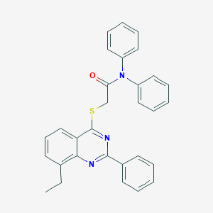 molecular formula C30H25N3OS B418803 2-[(8-ethyl-2-phenyl-4-quinazolinyl)sulfanyl]-N,N-diphenylacetamide 