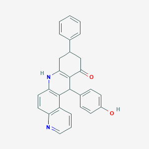 molecular formula C28H22N2O2 B4188033 12-(4-hydroxyphenyl)-9-phenyl-8,9,10,12-tetrahydrobenzo[b]-4,7-phenanthrolin-11(7H)-one 