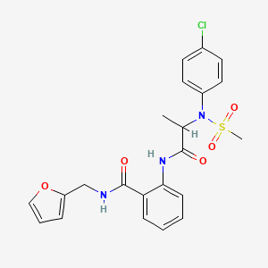 molecular formula C22H22ClN3O5S B4188038 2-{[N-(4-chlorophenyl)-N-(methylsulfonyl)alanyl]amino}-N-(2-furylmethyl)benzamide 