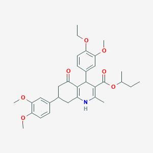 molecular formula C32H39NO7 B418806 Sec-butyl 7-(3,4-dimethoxyphenyl)-4-(4-ethoxy-3-methoxyphenyl)-2-methyl-5-oxo-1,4,5,6,7,8-hexahydro-3-quinolinecarboxylate 