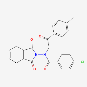 molecular formula C24H21ClN2O4 B4188071 4-chloro-N-(1,3-dioxo-1,3,3a,4,7,7a-hexahydro-2H-isoindol-2-yl)-N-[2-(4-methylphenyl)-2-oxoethyl]benzamide 