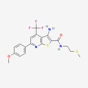 molecular formula C19H18F3N3O2S2 B4188081 3-amino-6-(4-methoxyphenyl)-N-[2-(methylthio)ethyl]-4-(trifluoromethyl)thieno[2,3-b]pyridine-2-carboxamide 